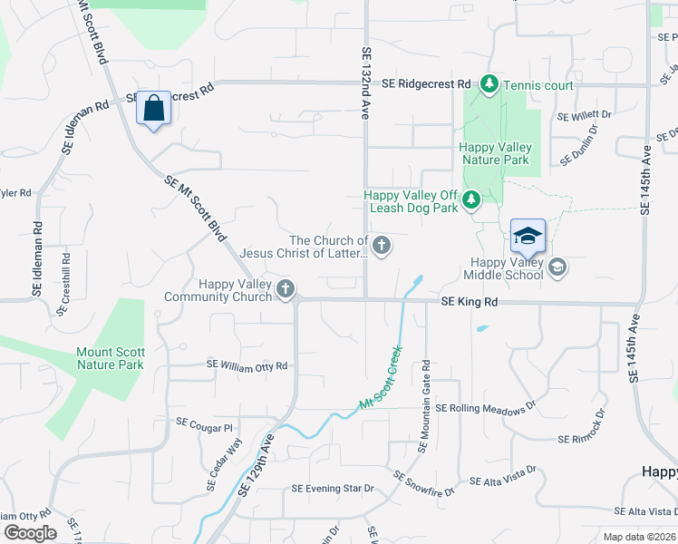 map of restaurants, bars, coffee shops, grocery stores, and more near 13087 Southeast Gateway Drive in Happy Valley