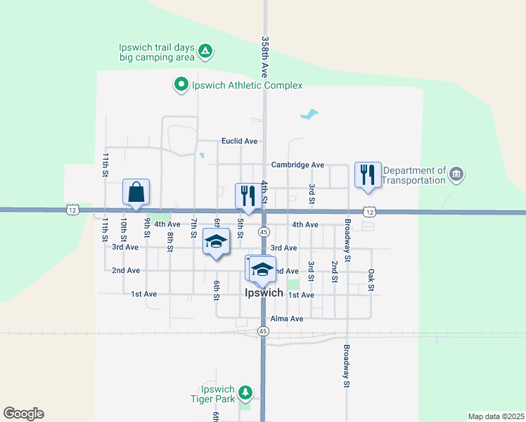 map of restaurants, bars, coffee shops, grocery stores, and more near 507 4th St in Ipswich