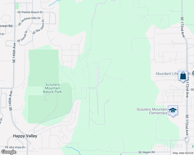 map of restaurants, bars, coffee shops, grocery stores, and more near 10271 Southeast Hornaday Avenue in Happy Valley