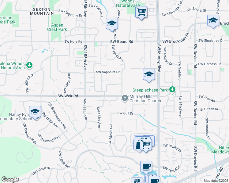 map of restaurants, bars, coffee shops, grocery stores, and more near 15200 Southwest Obsidian Street in Beaverton