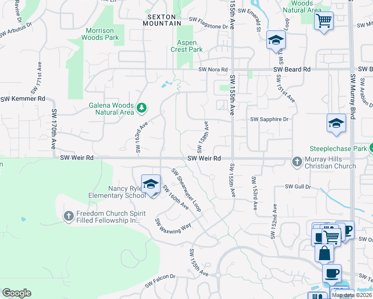 map of restaurants, bars, coffee shops, grocery stores, and more near 15880 Southwest Talus Place in Beaverton