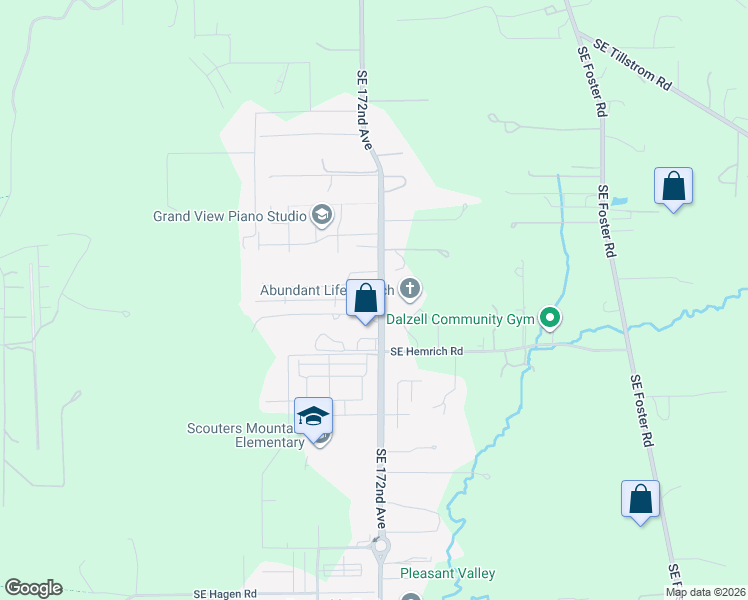 map of restaurants, bars, coffee shops, grocery stores, and more near 17127 Southeast Rhododendron Street in Happy Valley