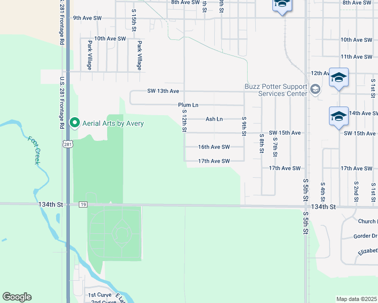 map of restaurants, bars, coffee shops, grocery stores, and more near 1114 16th Avenue Southwest in Aberdeen