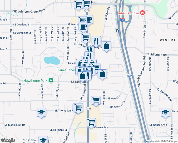 map of restaurants, bars, coffee shops, grocery stores, and more near 10330 Cascade Highway in Portland
