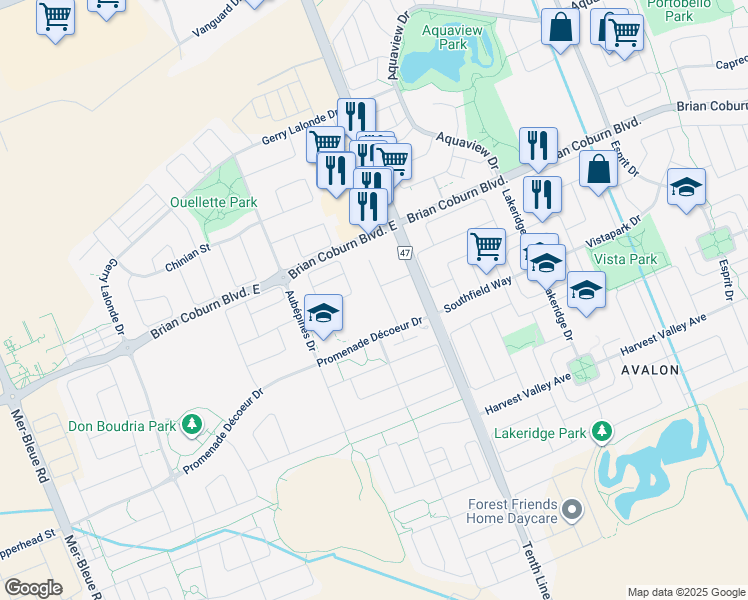 map of restaurants, bars, coffee shops, grocery stores, and more near 152 Yellowcress Way in Ottawa