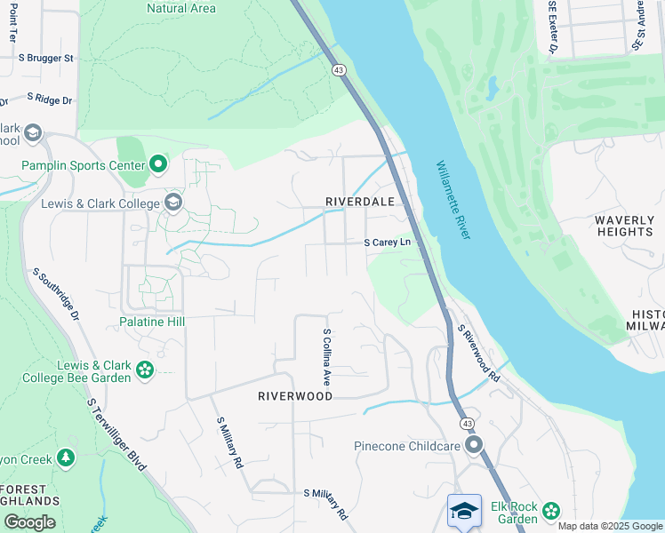 map of restaurants, bars, coffee shops, grocery stores, and more near 10650 South Collina Avenue in Portland