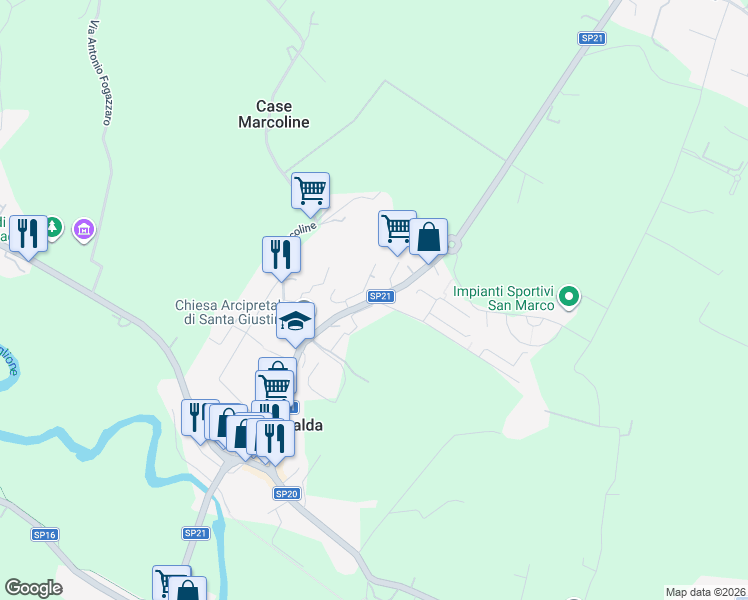 map of restaurants, bars, coffee shops, grocery stores, and more near 2 Via Monsignor Igino Strazzacappa in Montegalda