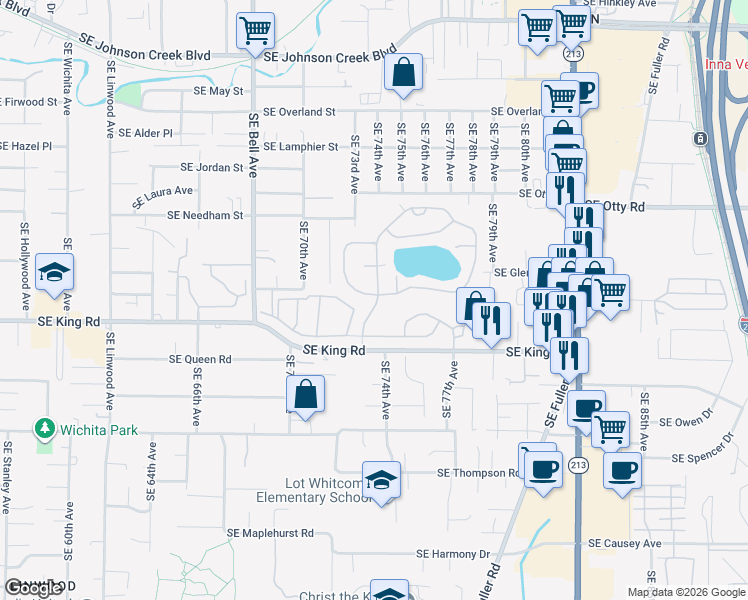 map of restaurants, bars, coffee shops, grocery stores, and more near 5 Southeast Cook Court in Portland
