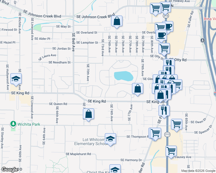 map of restaurants, bars, coffee shops, grocery stores, and more near 5 Southeast Cook Court in Portland