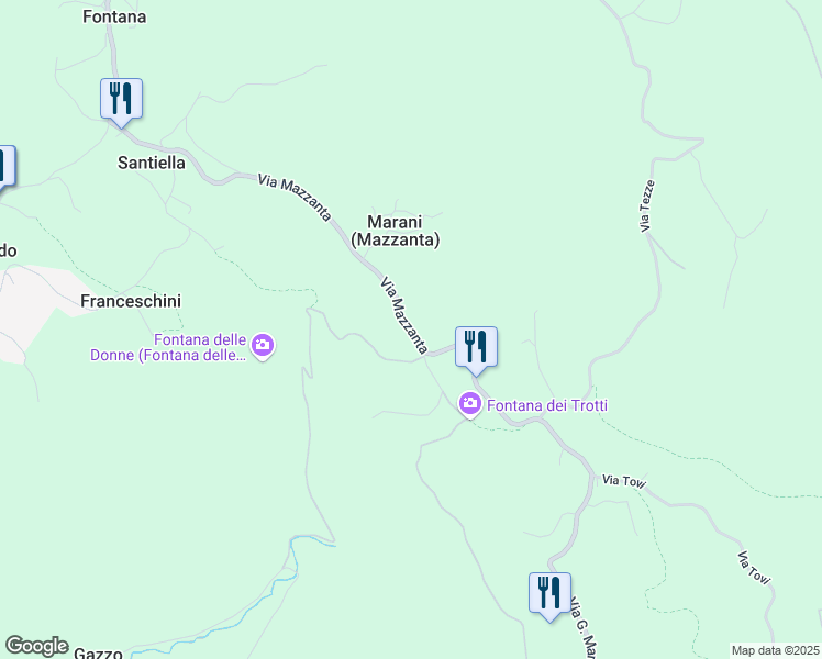 map of restaurants, bars, coffee shops, grocery stores, and more near 19 Via Priare in Provincia di Vicenza