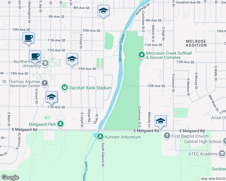 map of restaurants, bars, coffee shops, grocery stores, and more near 1511 Squire Lane in Aberdeen