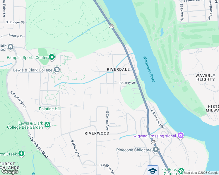 map of restaurants, bars, coffee shops, grocery stores, and more near 10650 South Collina Avenue in Portland