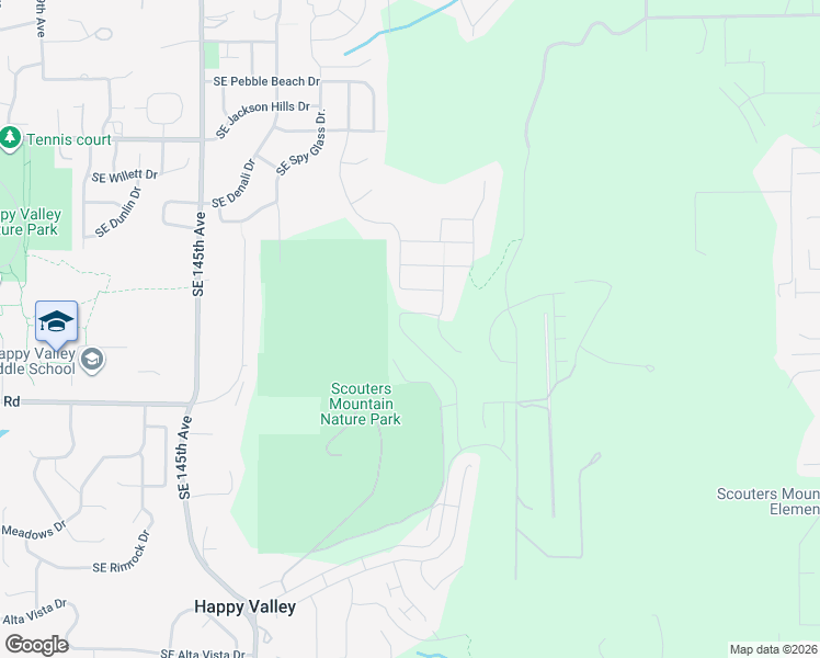 map of restaurants, bars, coffee shops, grocery stores, and more near Southeast Boy Scout Lodge Road in Happy Valley