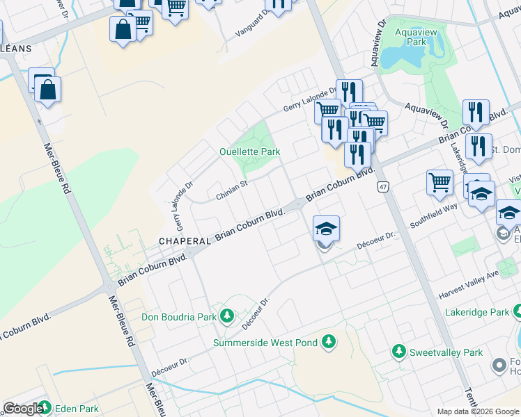 map of restaurants, bars, coffee shops, grocery stores, and more near 346 Farincourt Crescent in Ottawa