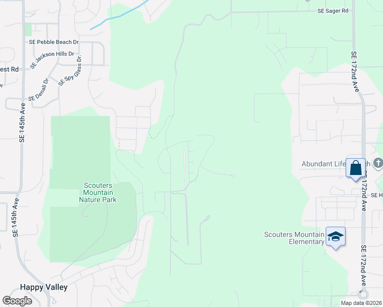 map of restaurants, bars, coffee shops, grocery stores, and more near 10128 Southeast Hornaday Avenue in Happy Valley