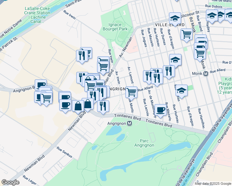 map of restaurants, bars, coffee shops, grocery stores, and more near 1601 Rue Viola Desmond in Montréal