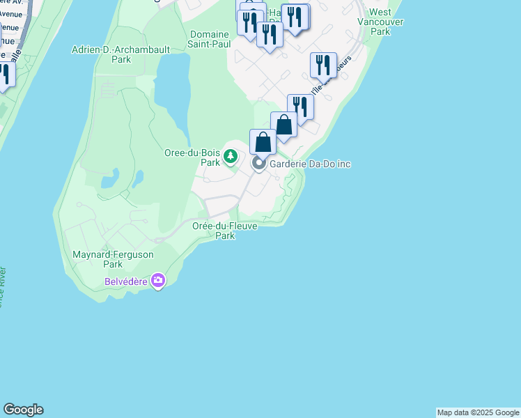 map of restaurants, bars, coffee shops, grocery stores, and more near 300 Avenue des Sommets in Montréal