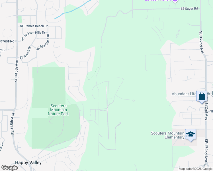 map of restaurants, bars, coffee shops, grocery stores, and more near 10093 Southeast Hornaday Avenue in Happy Valley