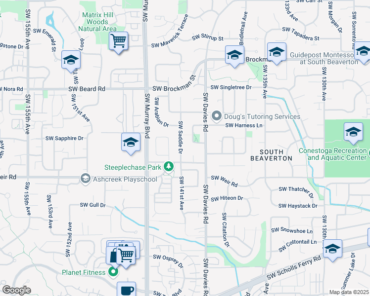 map of restaurants, bars, coffee shops, grocery stores, and more near 9660 Southwest Saddle Drive in Beaverton