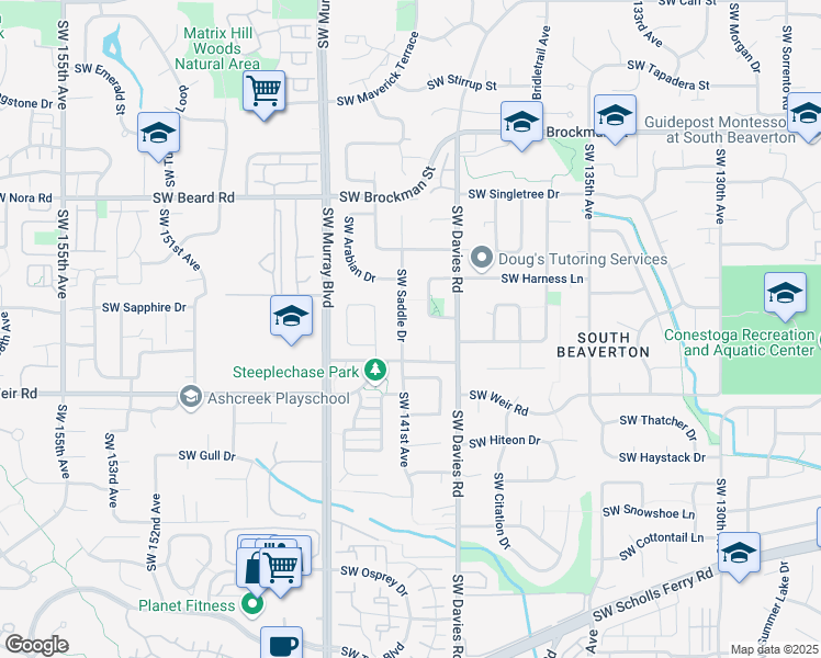 map of restaurants, bars, coffee shops, grocery stores, and more near 9660 Southwest Saddle Drive in Beaverton
