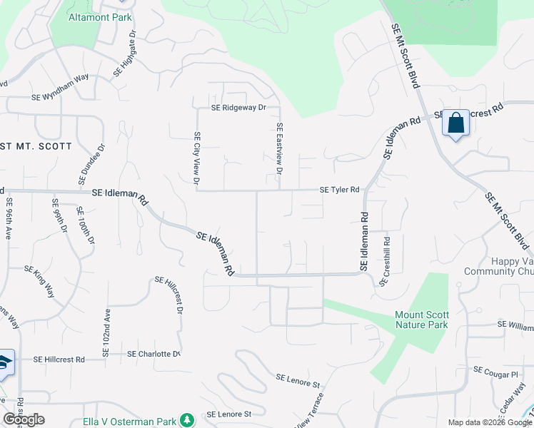 map of restaurants, bars, coffee shops, grocery stores, and more near 10100 Southeast Walnut Drive in Happy Valley