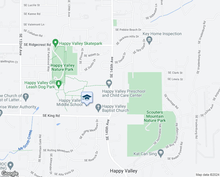 map of restaurants, bars, coffee shops, grocery stores, and more near 10151 Southeast 145th Avenue in Happy Valley