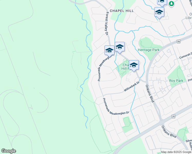 map of restaurants, bars, coffee shops, grocery stores, and more near 1655 Des Broussailles Terrace in Ottawa
