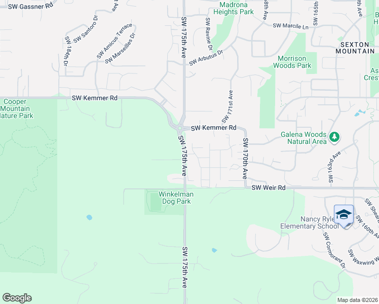 map of restaurants, bars, coffee shops, grocery stores, and more near 9687 Southwest Ridge Drive in Beaverton