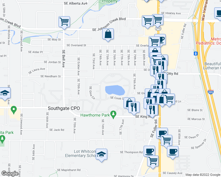 map of restaurants, bars, coffee shops, grocery stores, and more near #17 Adams Autobahn in Portland
