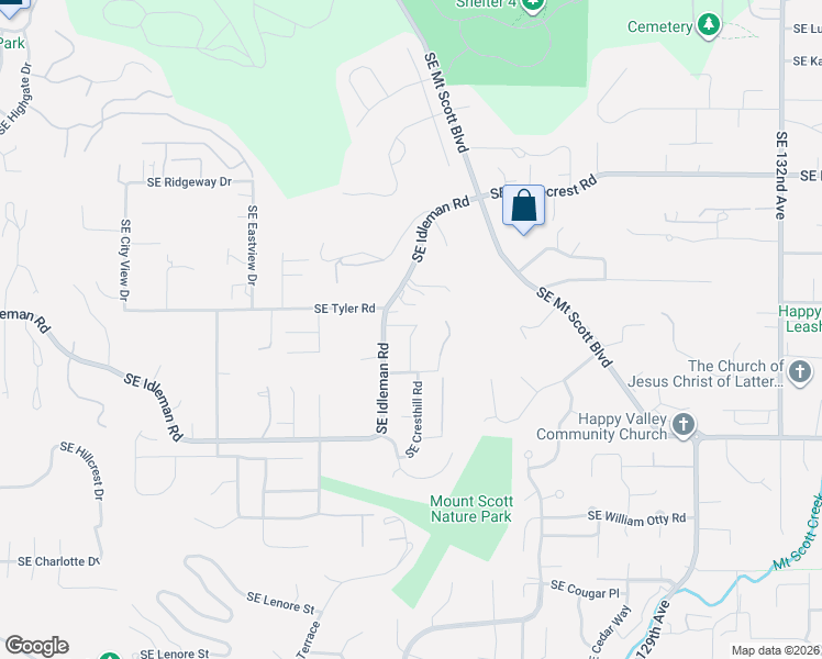 map of restaurants, bars, coffee shops, grocery stores, and more near 10065 Southeast Cresthill Road in Happy Valley