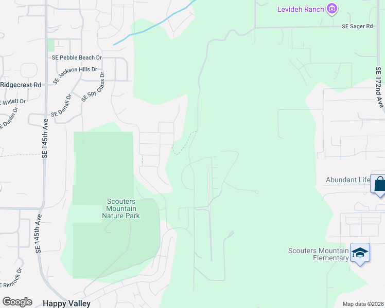map of restaurants, bars, coffee shops, grocery stores, and more near 15713 Southeast Compass Course Street in Happy Valley