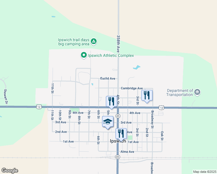 map of restaurants, bars, coffee shops, grocery stores, and more near 420 Cambridge Avenue in Ipswich
