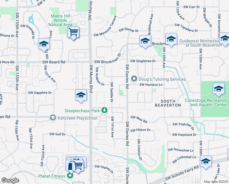 map of restaurants, bars, coffee shops, grocery stores, and more near 9660 SW Saddle Dr in Beaverton