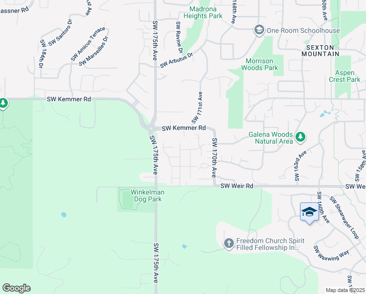 map of restaurants, bars, coffee shops, grocery stores, and more near 9656 Southwest 173rd Avenue in Beaverton