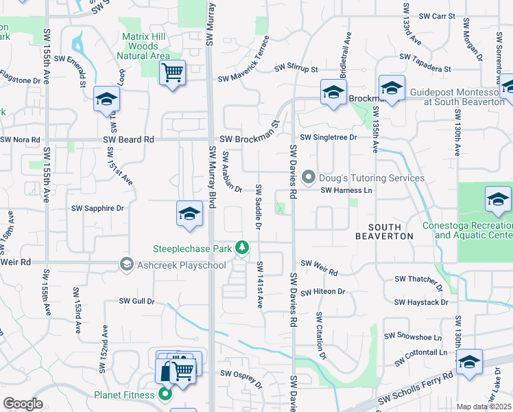 map of restaurants, bars, coffee shops, grocery stores, and more near 9672 Southwest Saddle Drive in Beaverton