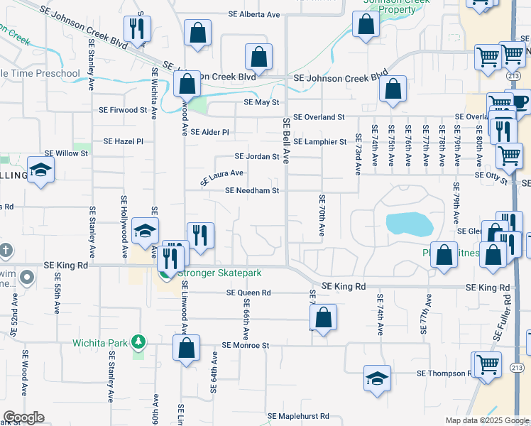 map of restaurants, bars, coffee shops, grocery stores, and more near 10005 Southeast Bell Avenue in Milwaukie