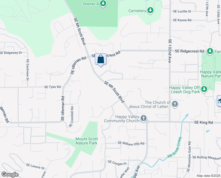 map of restaurants, bars, coffee shops, grocery stores, and more near 12329 Southeast Mount Scott Boulevard in Happy Valley
