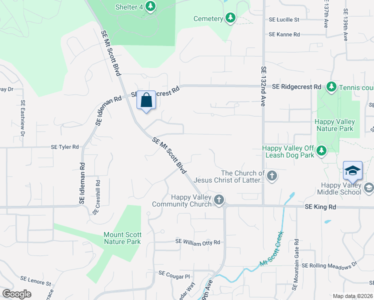 map of restaurants, bars, coffee shops, grocery stores, and more near 12695 Southeast Deremer Lane in Happy Valley