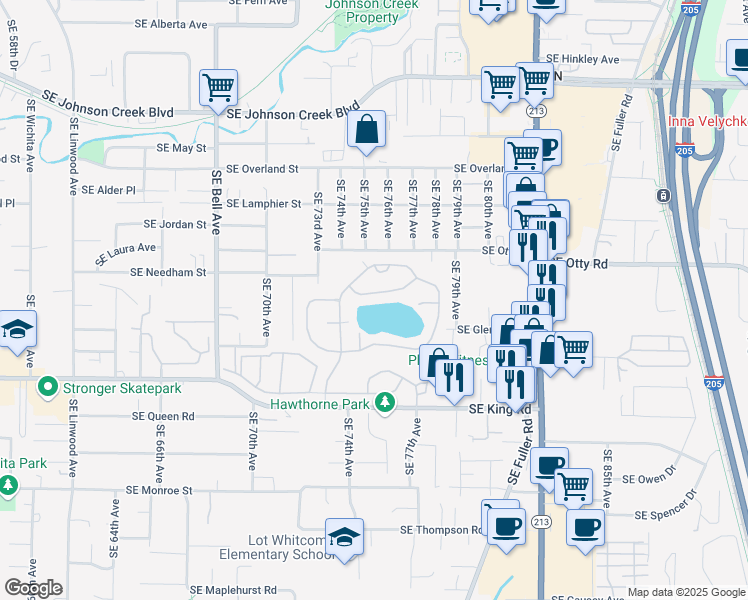 map of restaurants, bars, coffee shops, grocery stores, and more near #17 Adams Autobahn in Portland