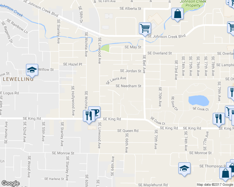 map of restaurants, bars, coffee shops, grocery stores, and more near 10011 Southeast Laura Avenue in Portland