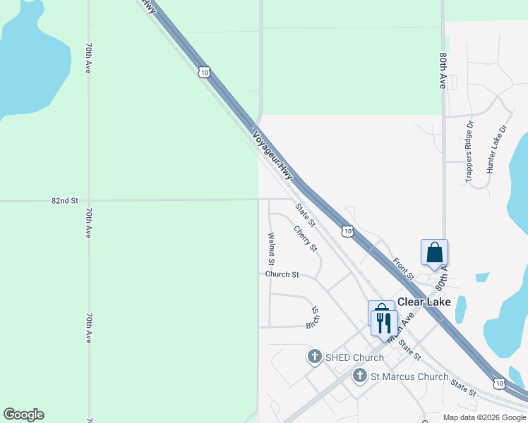 map of restaurants, bars, coffee shops, grocery stores, and more near 7551 State Street in Clear Lake