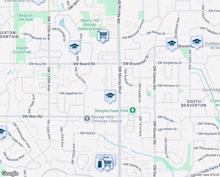 map of restaurants, bars, coffee shops, grocery stores, and more near 9580 Southwest 146th Terrace in Beaverton