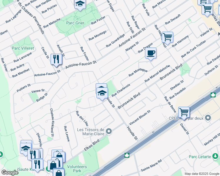 map of restaurants, bars, coffee shops, grocery stores, and more near 119 Houde Street in Kirkland