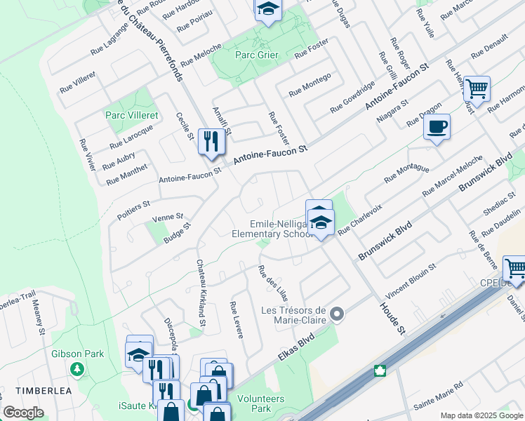 map of restaurants, bars, coffee shops, grocery stores, and more near 173 Rue Houde in Kirkland