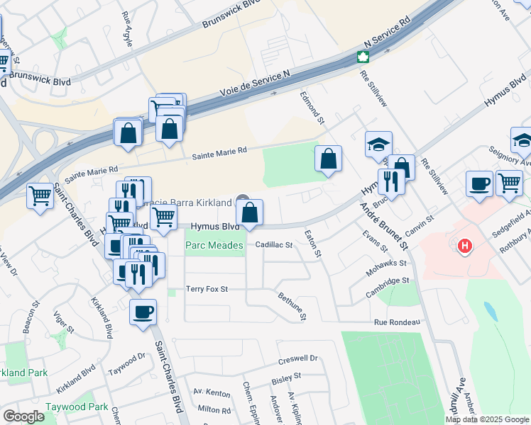 map of restaurants, bars, coffee shops, grocery stores, and more near in Kirkland