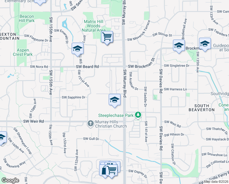 map of restaurants, bars, coffee shops, grocery stores, and more near 9580 Southwest 146th Terrace in Beaverton
