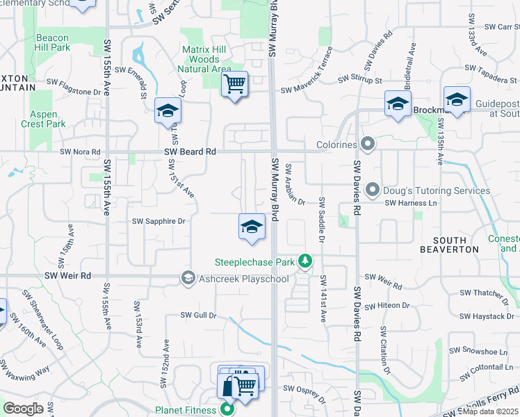 map of restaurants, bars, coffee shops, grocery stores, and more near 9580 Southwest 146th Terrace in Beaverton