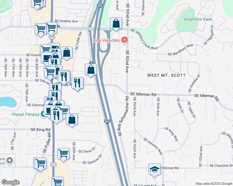 map of restaurants, bars, coffee shops, grocery stores, and more near 9994 Southeast Old Town Court in Happy Valley
