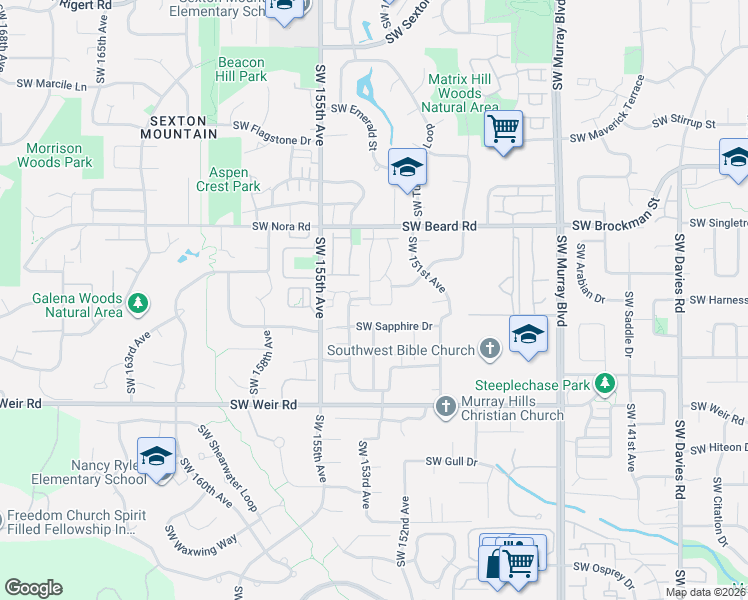 map of restaurants, bars, coffee shops, grocery stores, and more near 9495 Southwest Lodestone Drive in Beaverton
