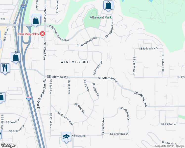 map of restaurants, bars, coffee shops, grocery stores, and more near 9959 Southeast Dundee Drive in Happy Valley
